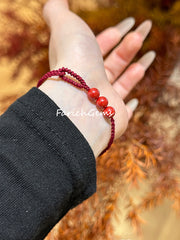 Cinnabar Beaded Crystal Bracelet 6mm