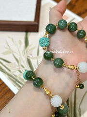 Jasper Jade White Jade 925 Silver Accessories Beaded Crystal Bracelet 11mm