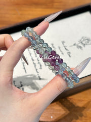 Natural Rainbow Fluorite Beaded Crystal Bracelet