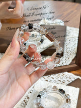 Black & Gold Super 7 Clear Azeztulite Quartz Agarwood Beaded Crystal Bracelet 11+12mm