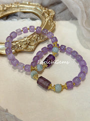 Natural Amethyst Jadeite Beaded Crystal Bracelet 8mm