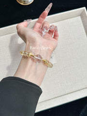 Citrine Clear Quartz Beaded Crystal Bracelet 8+12mm