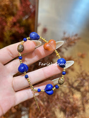Lapis Lazuli South Red Agate Agarwood Beaded Crystal Bracelet