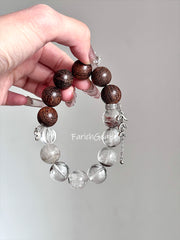 Green Phantom Quartz Agarwood Beaded Crystal Bracelet 12+14mm