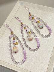 Gourd Shaped Kunzite Clear Quartz White Agate Charm