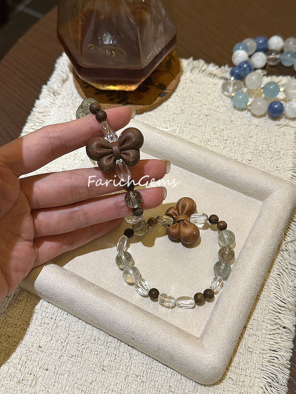 Clear Quartz Green Quartz Lakawood Green Rutilated Quartz Beaded Crystal Bracelet 10mm