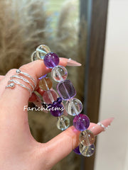 Amethyst Clear Quartz Citrine Beaded Crystal Bracelet 12mm