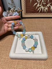 Multi-Gemstone Beaded Crystal Bracelet 14-15mm