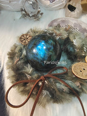 Natural Labradorite Crystal Sphere, Polished Flashy Labradorite Sphere