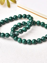 Natural Malachite Beaded Crystal Bracelet 6/8/10/12/14mm (7A-Grade)