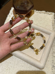 Smoky Quartz Citrine Beaded Crystal Bracelet