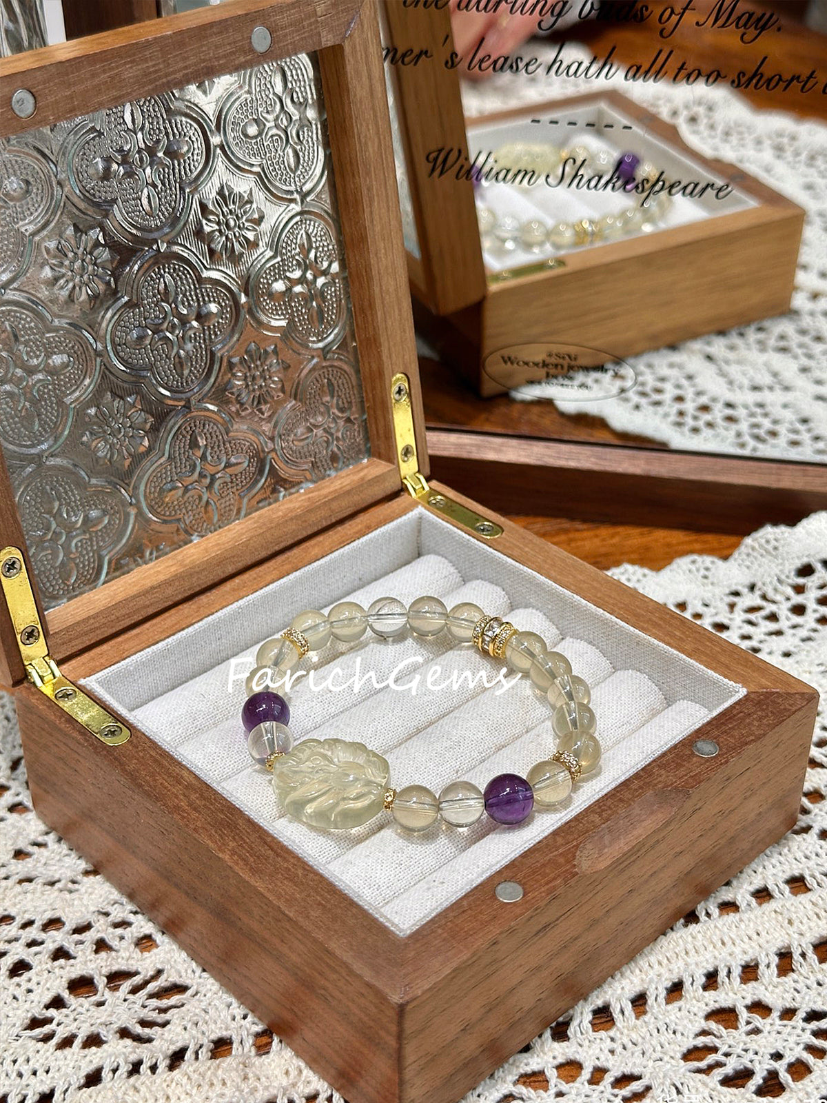 Nine-Tailed Fox Citrine Amethyst Beaded Crystal Bracelet 8-9mm