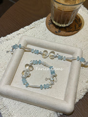 Clear Quartz Blue Topaz Pearl Beaded Crystal Bracelet