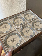 Gray Moonstone Blue Moonstone Beaded Crystal Bracelet 9mm