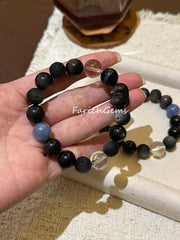 Kyanite Silver Sheen Obsidian Clear Quartz Blue Tigher's Eye Beaded Crystal Bracelet 10-12mm