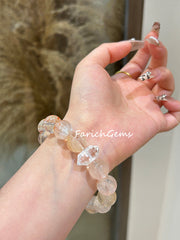 Koi Hematoid Quartz Clear Quartz Blue Moonstone Beaded Crystal Bracelet 13mm