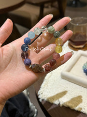 Rich-Tone Multi-Gemstone Crystal Bracelet 11-12mm