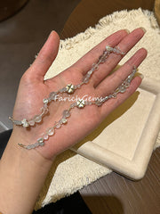 Aquamarine Pearl Clear Quartz Beaded Crystal Bracelet 4+8mm