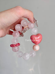 Chinese Lacquer Bead Rose Hematoid Quartz Beaded Crystal Bracelet