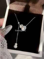 Gourd Shaped White Chalcedony Crystal Necklace