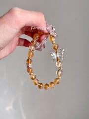 Citrine Quartz Beaded Crystal Bracelet 8-9mm