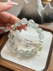 Green Rutilated Quartz Citrine Beaded Crystal Bracelet 11+12mm