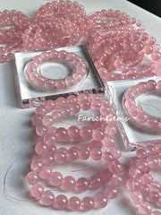 Madagascar Natural Rose Quartz Beaded Crystal Bracelet (7A-Grade)