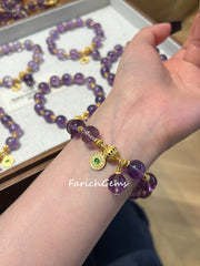 Top Grade Natural Amethyst Beaded Crystal Bracelet 10mm