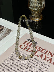 Demagnetized Clear Quartz Beaded Crystal Necklace 10mm