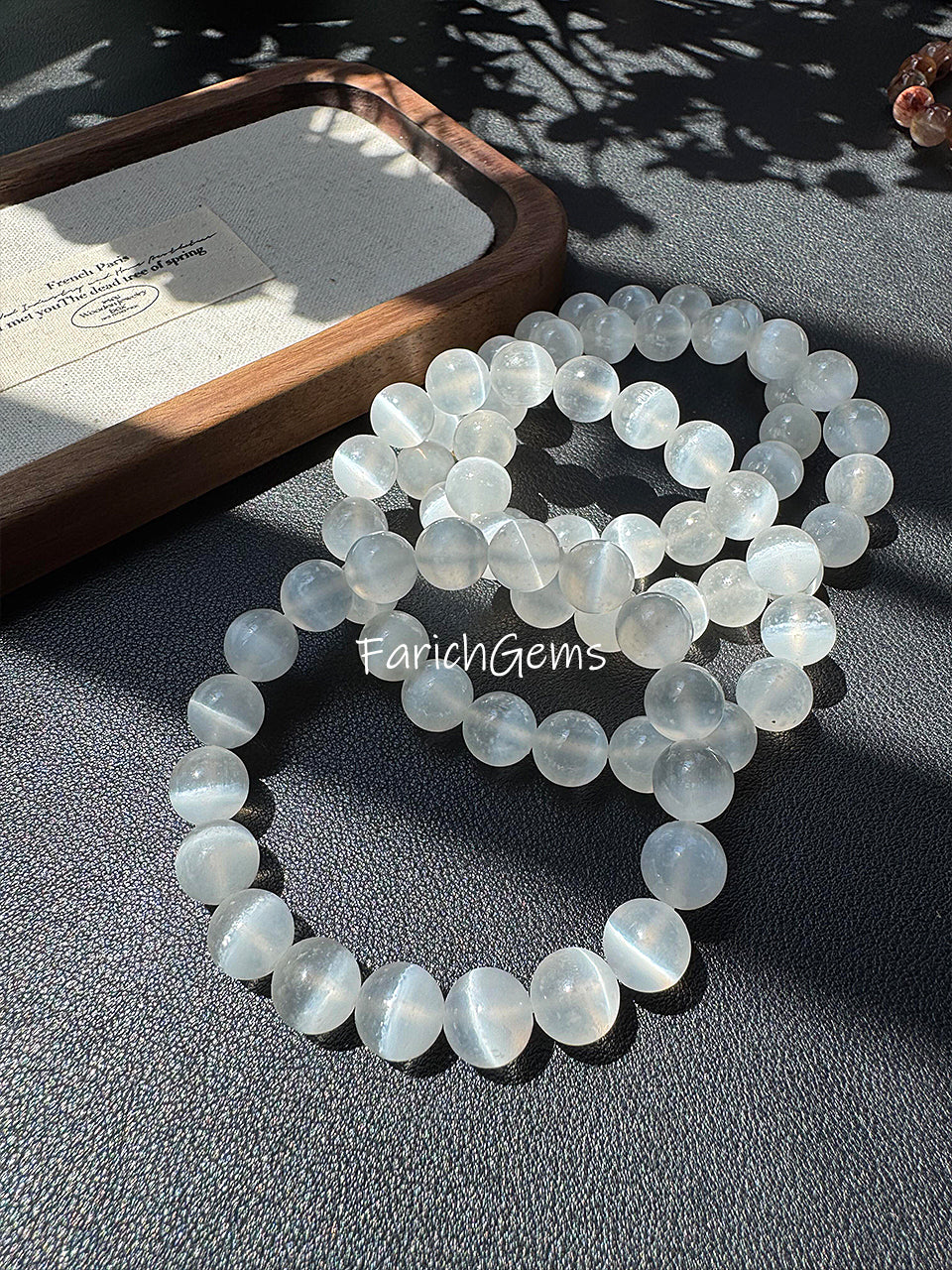 Natural Selenite Beaded Crystal Bracelet 8/10/12/14mm