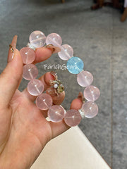 Aquamarine Rose Quartz Beaded Crystal Bracelet 14+15mm