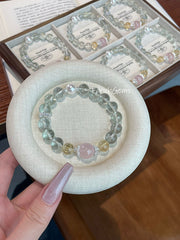 Green Azeztulite Rose Quartz Citrine Azeztulite Beaded Crystal Bracelet 10+12+9mm