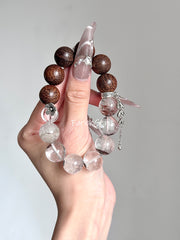 Green Phantom Quartz Agarwood Beaded Crystal Bracelet 12+14mm