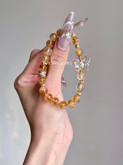 Citrine Quartz Beaded Crystal Bracelet 8-9mm