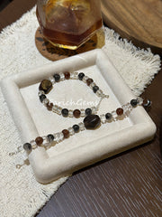 Black & Gold Super 7 Black Rutilated Quartz Clear Quartz Beaded Crystal Bracelet 8mm
