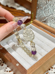 Nine-Tailed Fox Citrine Amethyst Beaded Crystal Bracelet 8-9mm