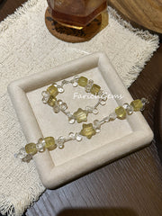 Clear Quartz Citrine Beaded Crystal Bracelet