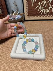 Multi-Gemstone Beaded Crystal Bracelet 14-15mm