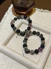 Dark Style Multi-Gemstone Beaded Crystal Bracelet 11-13mm