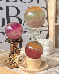 Natural Colorful Fluorite Sphere, Watermelon Fluorite Crystal Sphere