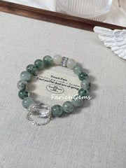 White Moonstone Green Quartz Clear Quartz Beaded Crystal Bracelet 11+10mm