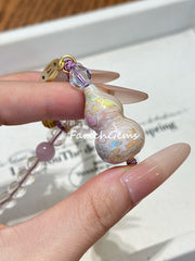 Gourd Shaped Kunzite Clear Quartz White Agate Charm