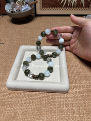 Green Lepidolite Snowflake Phantom Quartz Agarwood Clear Azeztulite Quartz Beaded Crystal Bracelet 14+15mm