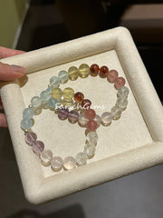 Pastel-Tone Multi-Gemstone Crystal Bracelet 9-10mm