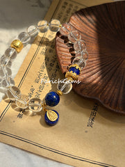 Lapis Lazuli Clear Quartz Beaded Crystal Bracelet 8mm