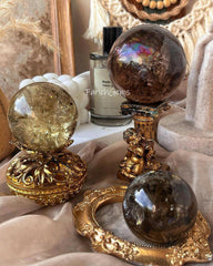 Degaussing Smoky Citrine Quartz Sphere, Tea Smoky Quartz Crystal Sphere