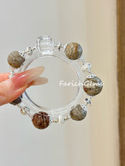 Layered Phantom Quartz Clear Quartz Beaded Crystal Bracelet 14/16+11mm