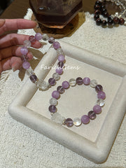 Clear Quartz Azeztulite Quartz Amethyst Kunzite Beaded Crystal Bracelet 10mm