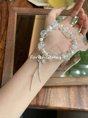 Clear Azeztulite Quartz Butterfly Accessories Beaded Crystal Bracelet 12mm