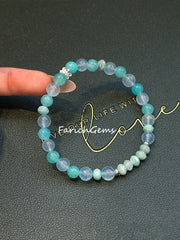 Amazonite Aquamarine Beaded Crystal Bracelet 6+6mm